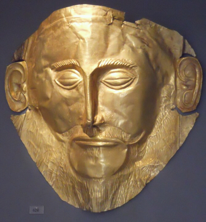 A Mythological Garden in Odyssey: Mask of Agamemnon, c. 1600 BC, discovered at Mycenae. 
